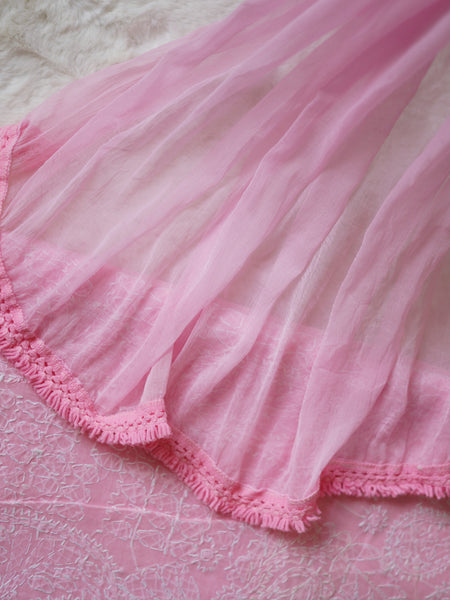 Baby Pink Cotton Unstitched Suit Set - Garad Work