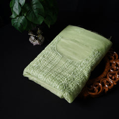 Pastel Green Organza Chikankari Unstitched Suit Set
