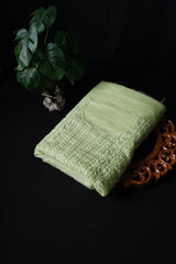 Pastel Green Organza Chikankari Unstitched Suit Set