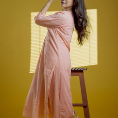 Peach Readymade Cotton Co-ord Set