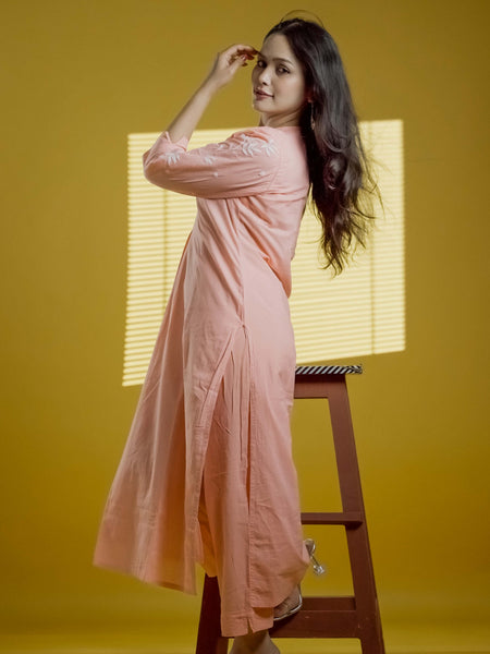 Peach Readymade Cotton Co-ord Set