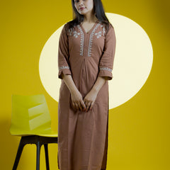 Brown Readymade Cotton Co-ord Set