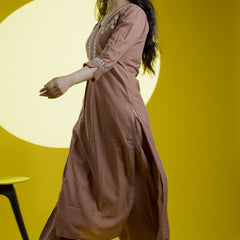 Brown Readymade Cotton Co-ord Set