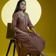 Brown Readymade Cotton Co-ord Set