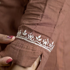 Brown Readymade Cotton Co-ord Set