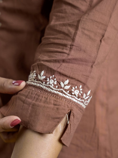 Brown Readymade Cotton Co-ord Set