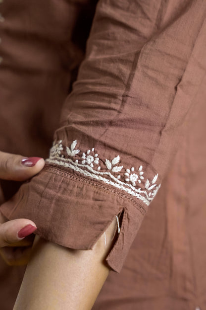 Brown Readymade Cotton Co-ord Set
