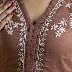 Brown Readymade Cotton Co-ord Set