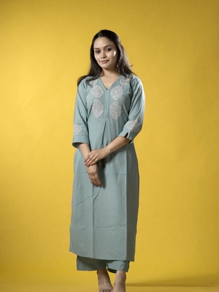 Teal Readymade Cotton Co-ord Set