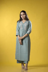 Teal Readymade Cotton Co-ord Set