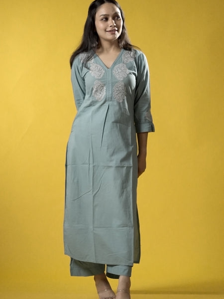 Teal Readymade Cotton Co-ord Set