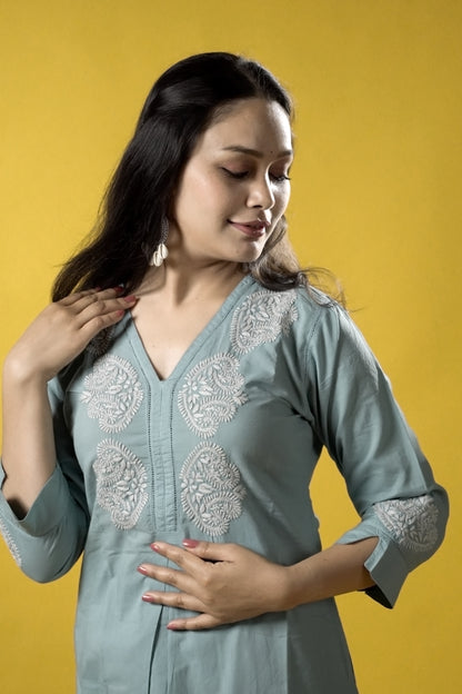 Teal Readymade Cotton Co-ord Set