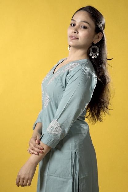 Teal Readymade Cotton Co-ord Set