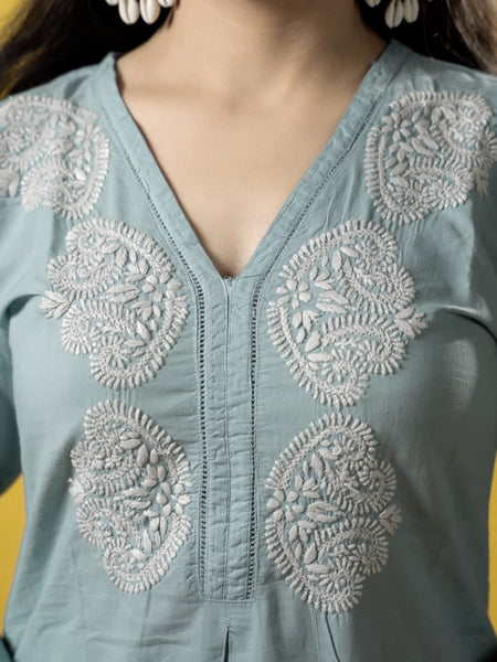 Teal Readymade Cotton Co-ord Set