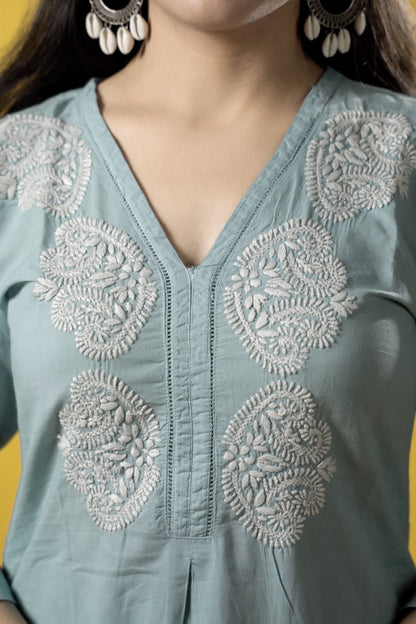 Teal Readymade Cotton Co-ord Set