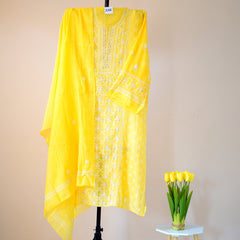 Pantone Minion Yellow Chikankari Suit Set