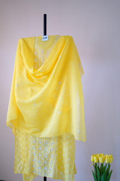 Pantone Minion Yellow Chikankari Suit Set