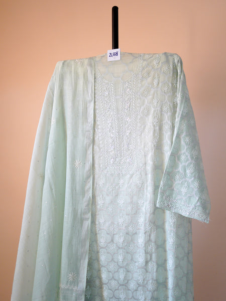 Pantone Hint of Mint Chikankari Suit Set