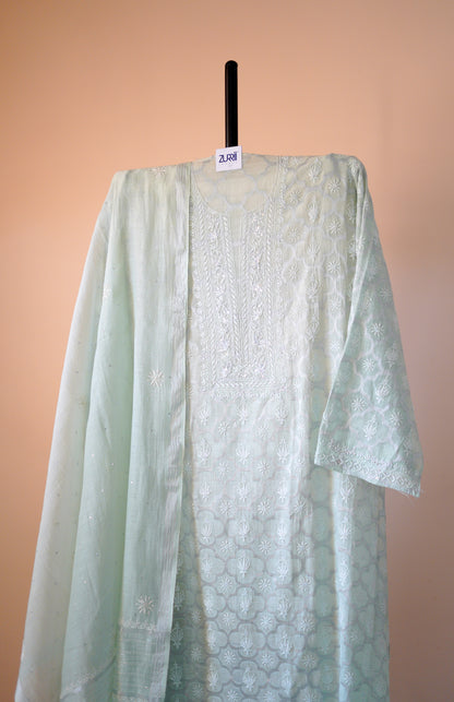 Pantone Hint of Mint Chikankari Suit Set