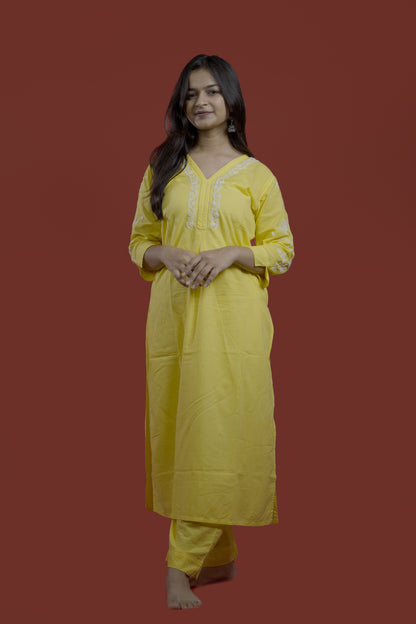 Yellow Readymade Cotton Co-Ord Set