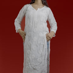 White Crepe Chikankari Kurta