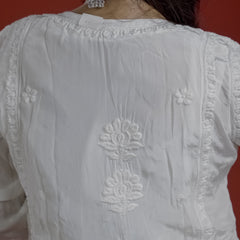 White Crepe Chikankari Kurta