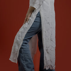 White Crepe Chikankari Kurta