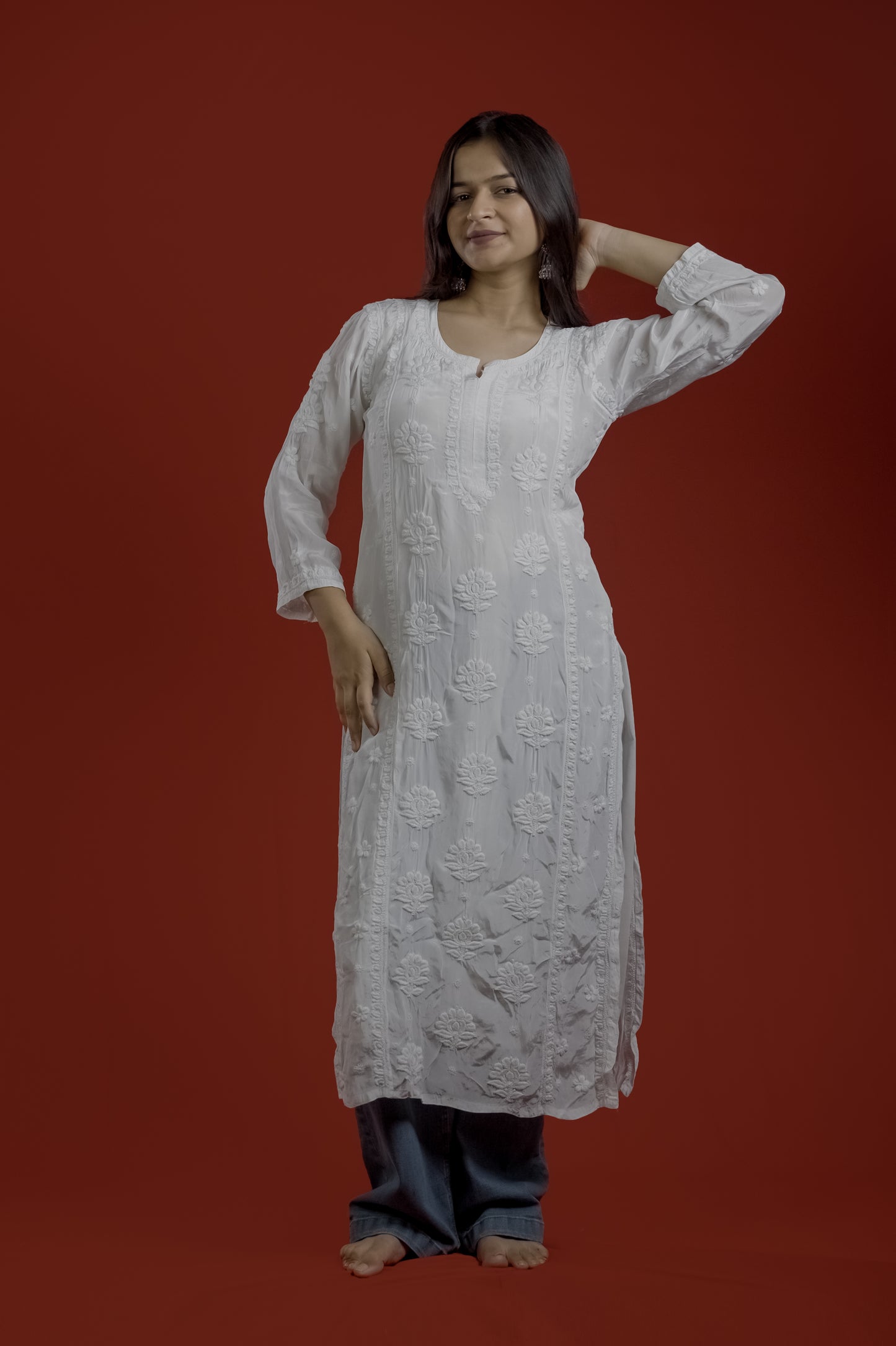 White Crepe Kurta