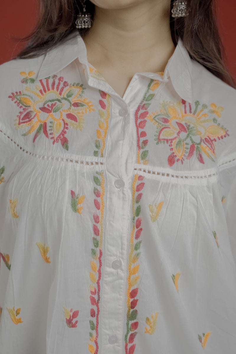 Readymade Cotton Multicolour Chikankari Shirt