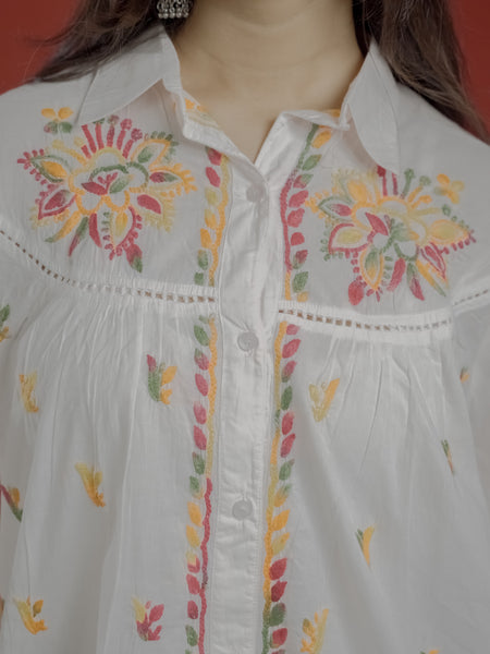 Readymade Cotton Multicolour Chikankari Shirt