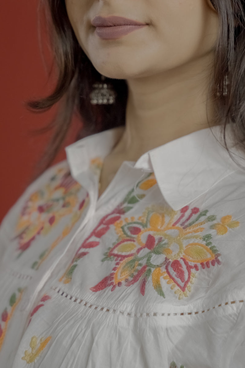 Readymade Cotton Multicolour Chikankari Shirt