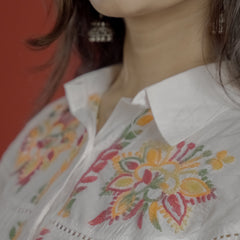 Readymade Cotton Multicolour Chikankari Shirt
