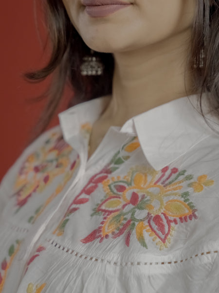 Readymade Cotton Multicolour Chikankari Shirt
