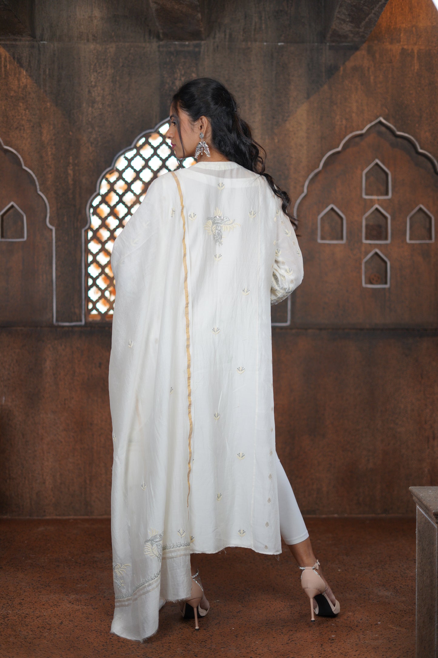 Pantone Snow White Chikankari Suit Set