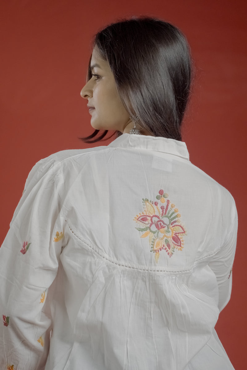 Readymade Cotton Multicolour Chikankari Shirt