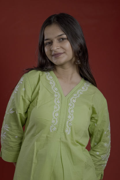 Green Readymade Cotton Co-ord Set