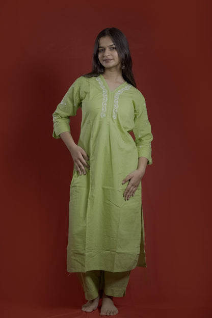 Green Readymade Cotton Co-ord Set
