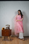 Pink and Blue Organza Suit Set