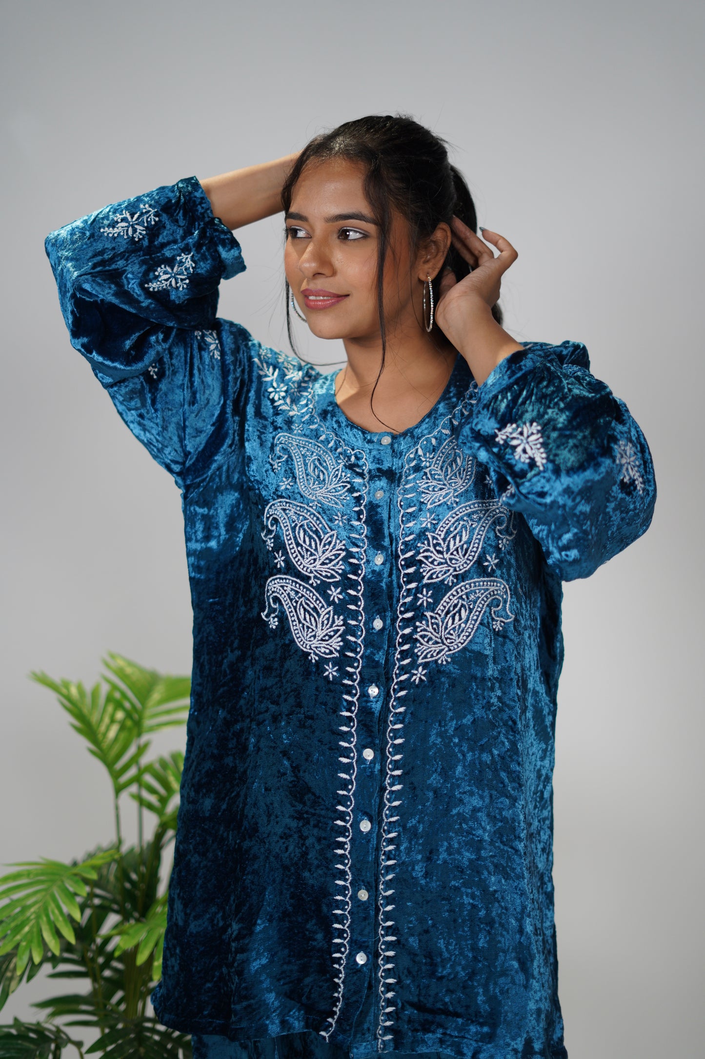 Velvet Co-ord Set Navy Blue