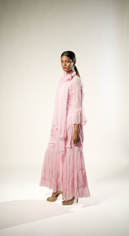 Viscose Georgette Pink Garara Set