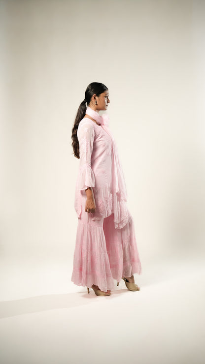 Viscose Georgette Pink Garara Set