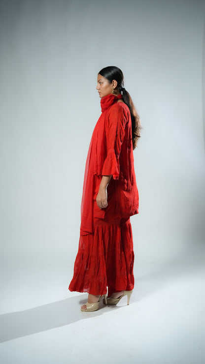 Viscose Georgette Red Garara Set