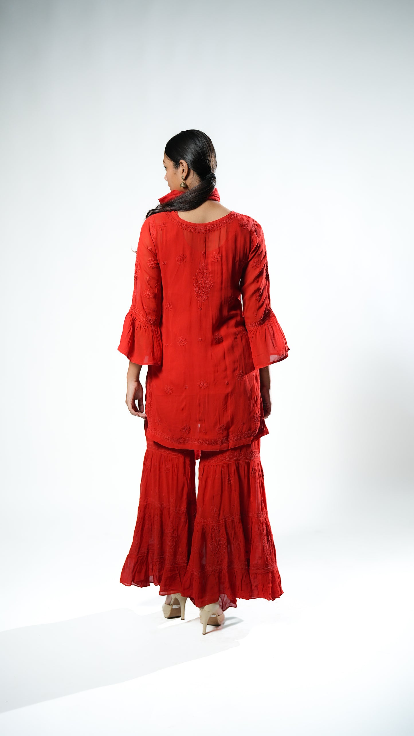 Viscose Georgette Red Garara Set