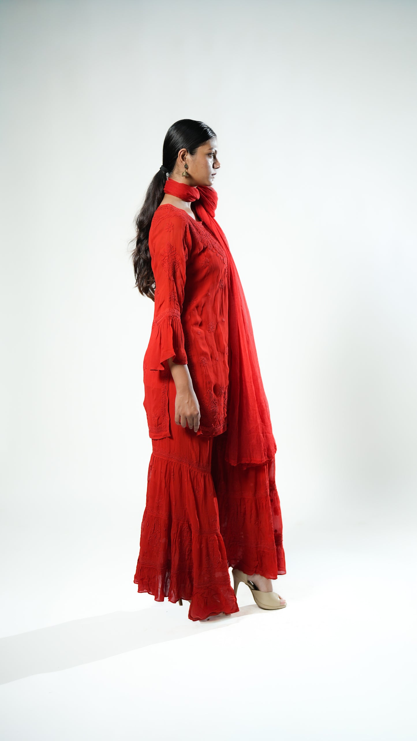 Viscose Georgette Red Garara Set