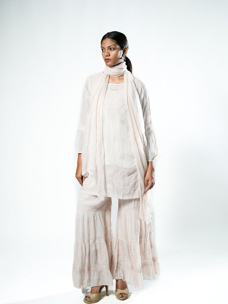 Readymade Viscose Georgette Blush Pink Garara Set