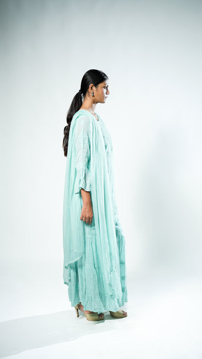 Viscose Georgette Aqua Blue Garara Set