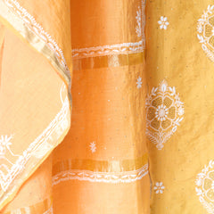 Exquisite Peach Mulchanderi Semistitched Kurta Dupatta Set with Katdana Work