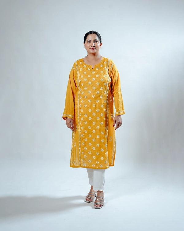 Cotton Kurta With Jaal