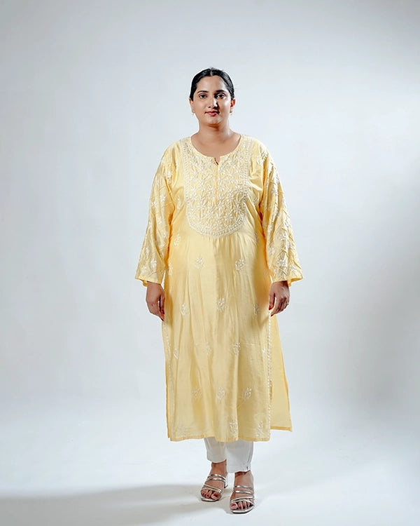Yellow Chanderi Kurta