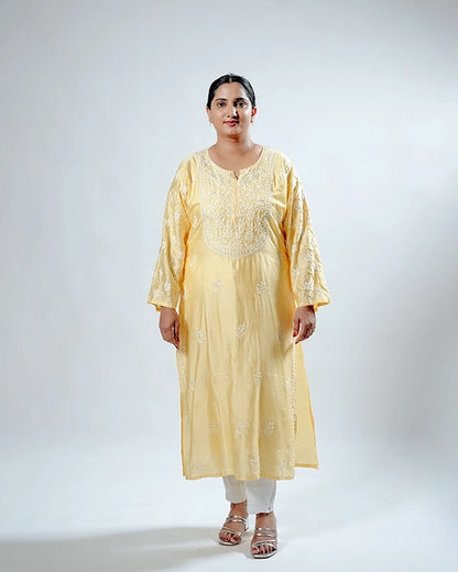 Yellow Chanderi Kurta